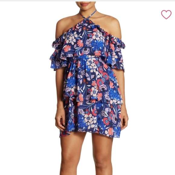 Parker Dresses & Skirts - Parker Lorenzo Floral  Halter Cold Shoulder Dress